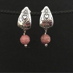 Carolyn Pollack Pink Rhodonite and .925 Sterling Silver Earrings